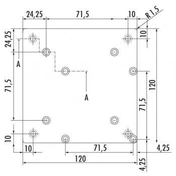 Rhodos Vierkantfuß Aluminium, Stützfuß, edelstahlfarbig, H 1070 mm