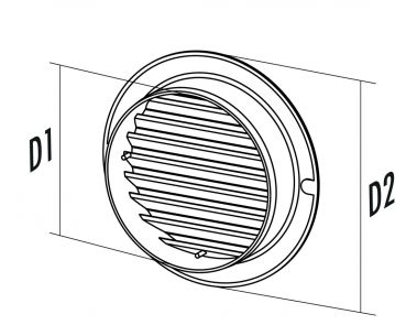 T-ZULRG Zuluft-Rundgitter, Außenjalousie, Ø 150 i mm, Ø 200 a mm