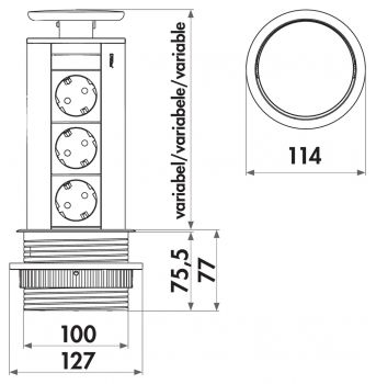 Evoline® Port-USB, Versenkbares Steckdosenelement, Deckel silberfarbig