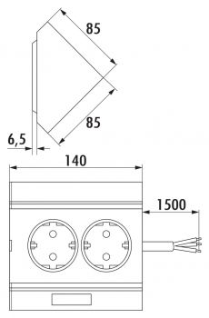 Eckbox 3, Aufbausteckdosenelement, alu-metallic