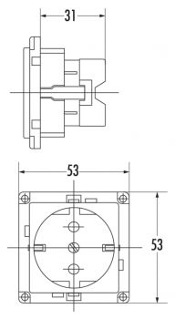 Schukosteckdose, silberfarbig/schwarz