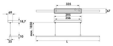 Guidance LED, Pendelleuchte, L 900 mm, 12,4 W