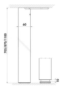 Quadra, Stützfuß, edelstahlfarbig, H 870 mm