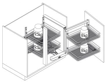 VS COR Fold Rahmen, Eckschrank-Schwenkbeschlag, 900 mm Korpus, 450 mm Tür, rechts