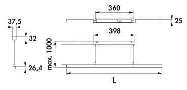 Asta LED, Pendelleuchte, L 1500 mm, 23,2 W