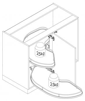 Cornerstone Maxx Tablar, Ablageelement, 900 mm Korpus, 450 mm Tür, links, chrom