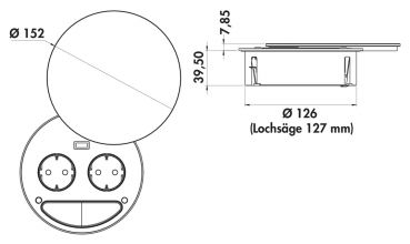 Smile Doppelsteckdose USB, Einbausteckdosenelemente, Glas schwarz