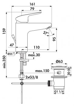 Ceraflex Bad, Einhebelmischer, chrom, Hochdruck