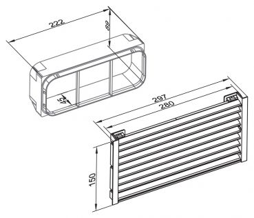 Sockel-Lüftungsgitter flow, schwarz matt, B 150 mm, L 297 mm