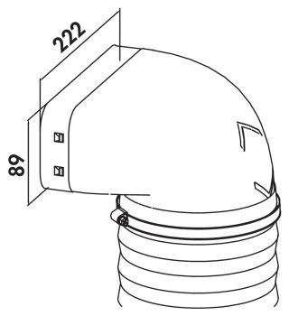 P-URX 150 Umlenkstück 90° mit Flexkanal, Verbindungselement, L 500 mm, hellgrau