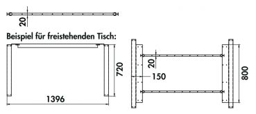 Traversenset Lucca, Tisch, L 1396 mm