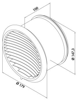 P-Turbo 150 Außenjalousie, Ø 150 mm, Edelstahl