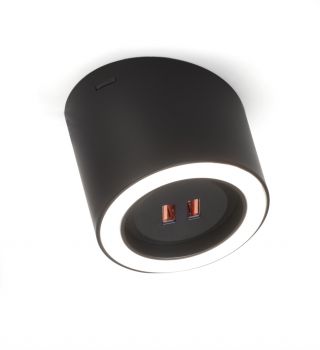 Unika 4 Farbwechsel LED, Aufbauleuchte, Einzelleuchte mit 2-fach USB A, schwarz matt