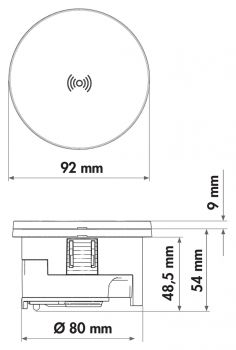 Evoline® Circle80 DisQ, Einbausteckdosenelemente, mit Schukosteckdose, USB A/C