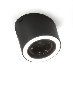 Unika 3 Farbwechsel LED, Aufbauleuchte, Einzelleuchte mit Schukosteckdose, schwarz matt