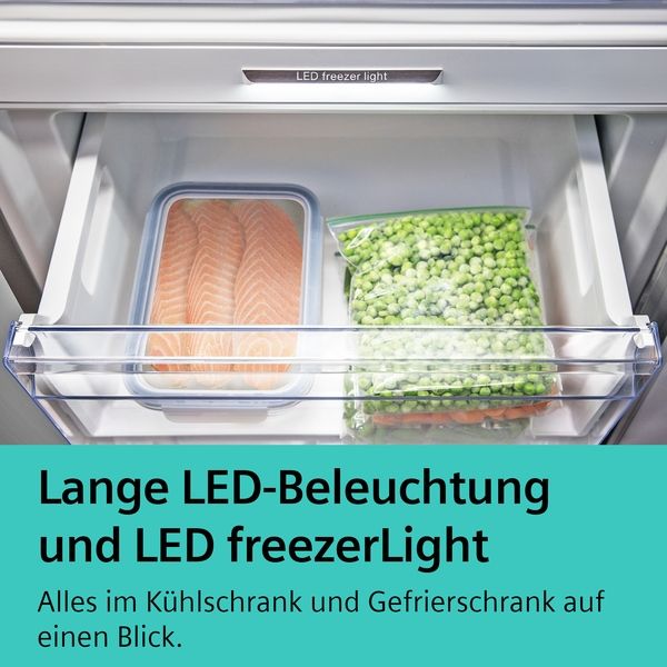 Siemens KG49NSBBF, Freistehende Kühl-Gefrier-Kombination mit Gefrierbereich unten, Glastür
