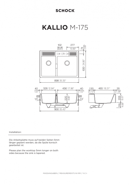 SCHOCK Küchenspüle Kallio M-175 Dusk KALM175MDSK