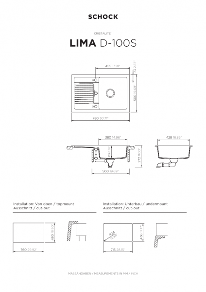 Schock Küchenspüle Lima D-100S-A, Cristalite Asphalt