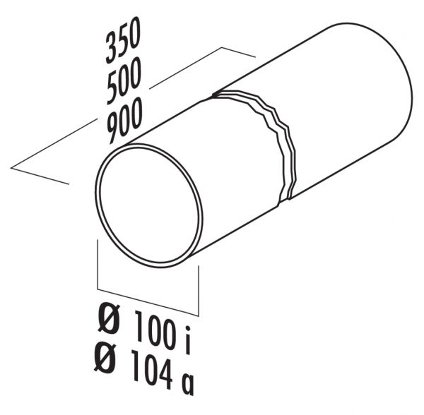 Rundrohr 100, Lüftungsrohr, weiß, L 350 mm
