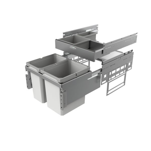 Cox® Base 360 K/500-2 mit Base-Board, Abfallsammler für Frontauszüge, ohne Biodeckel, hellgrau, H 460 mm