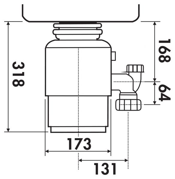 Modell 56, Abfallzerkleinerer, anthrazit, H 318 mm