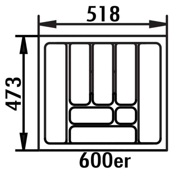 Besteckeinsatz 4, Besteckeinsatz, für 600er Schrank, B 518, T 473 mm