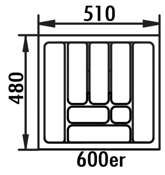 Besteckeinsatz 5, Besteckeinsatz, für 600er Schrank, B 510, T 480 mm