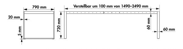 Essere Tischgestell, Edelstahl