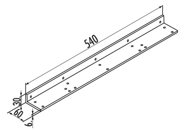 Befestigungswinkel für Anbautisch, Tisch, alufarbig RAL 9006, L 540 mm