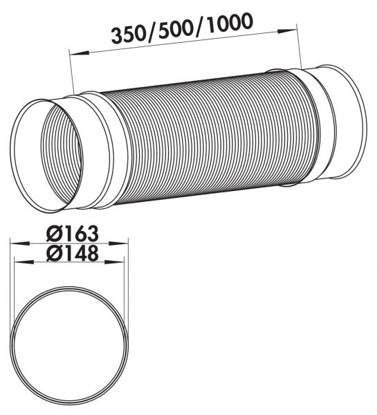 STEEL flow SR-R flex 150 Rundrohr, Lüftungsrohr, Aluminium/Edelstahl, L 350 mm