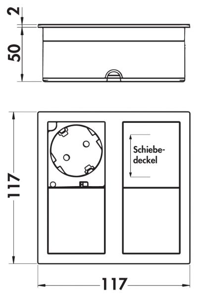 Plaza 2 USB, Einbausteckdosenelement, mit schweizer Steckdosen, Edelstahl gebürstet, Einbautiefe 50 mm