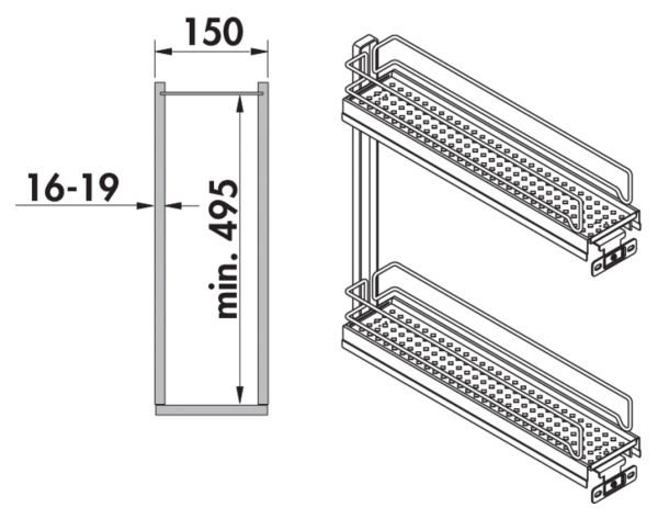 VS SUB Slim Ablage, Etagenauszug, anthrazit