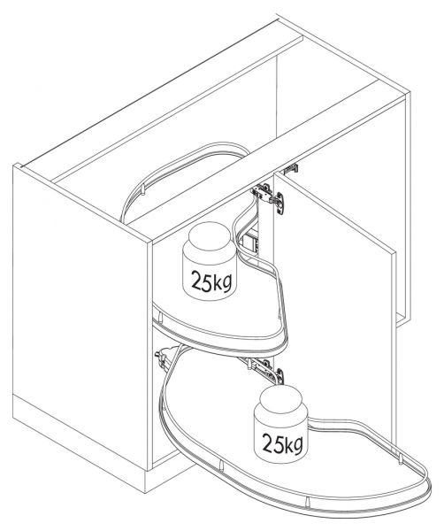 Cornerstone Maxx Tablar, Ablageelement, 900 mm Korpus, 450 mm Tür, links, chrom