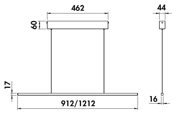 Zito LED, Pendelleuchte, edelstahlfarbig, L 1200 mm, 17 W