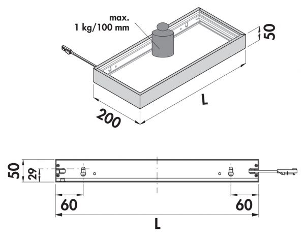 Lista 50 Farbwechsel LED, Lichtboden, L 900 mm, 6,6 W, schwarz matt