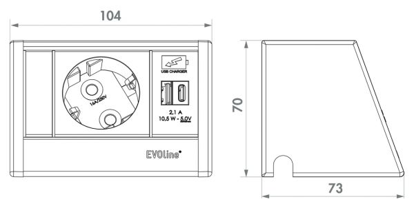 Evoline® Wing 1 USB A+C, Aufbausteckdosenelement, mit Schukosteckdose, silber