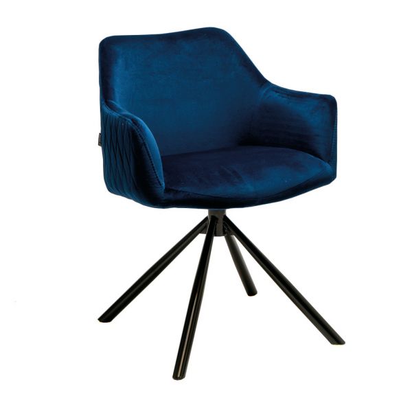 Rowa 1V, Stuhl, Gestell schwarz, Bezug dunkelblau
