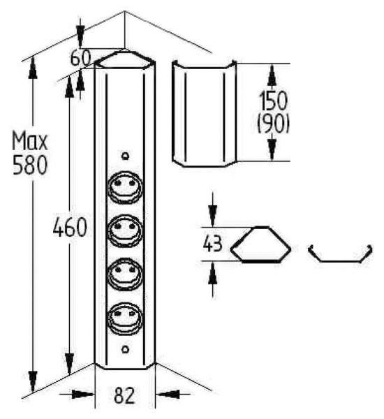 Mira Eck small USB A/C, Ecksteckdosenelement, Edelstahl