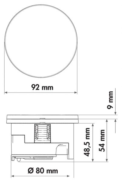 Evoline® Circle80 Hide, Einbausteckdosenelemente, mit Schukosteckdose, USB A/C