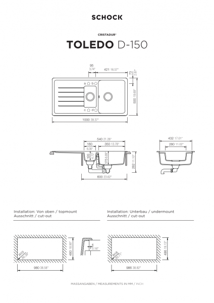 SCHOCK Küchenspüle Toledo D-150 Silverstone TOLD150USIL