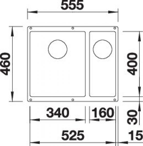 BLANCO SUBLINE 340/160-U für Farbige Komponenten felsgrau 527814